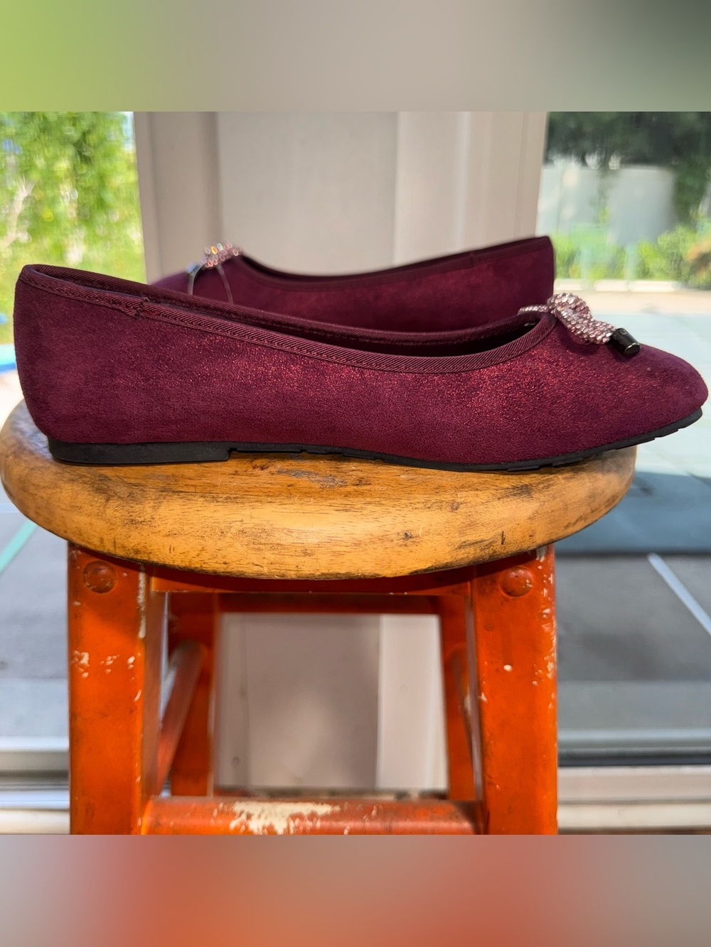 Kenneth Cole Reaction Elstree Jewel Ballet Flats Women 7 Burgundy Rhinestone NWT - Picture 10 of 16